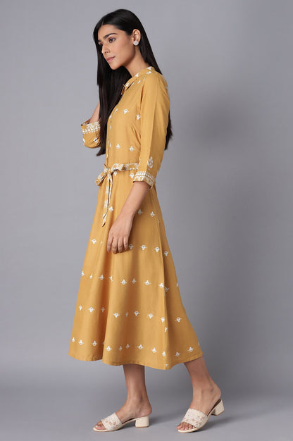 Yellow Flared Panelled Dress - Image 3